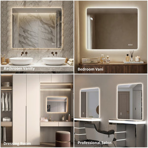 English Elm 36*30 Inch LED Backlit Bathroom Vanity Mirror Anti-Fog Dimmable Wall Mounted Frameless W2709P465896