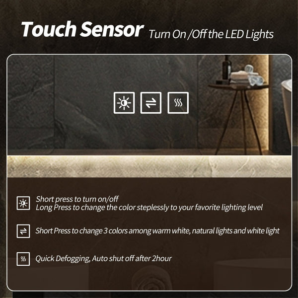 English Elm 36*30 Inch LED Backlit Bathroom Vanity Mirror Anti-Fog Dimmable Wall Mounted Frameless W2709P465896