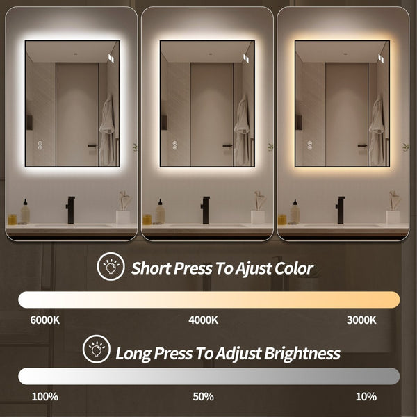 English Elm 24 X 32 Backlit Bathroom Vanity Mirror Aluminum Frame Anti-Fog Dimmable Wall Mount W2709P465898