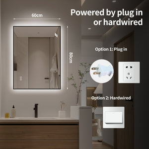 English Elm 24 X 32 Backlit Bathroom Vanity Mirror Aluminum Frame Anti-Fog Dimmable Wall Mount W2709P465898