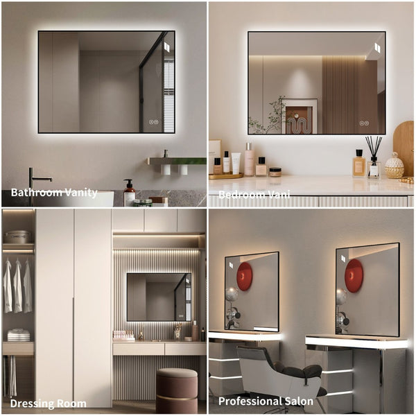 English Elm 24 X 32 Backlit Bathroom Vanity Mirror Aluminum Frame Anti-Fog Dimmable Wall Mount W2709P465898