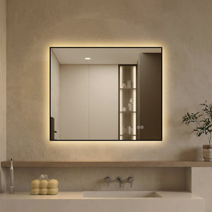 English Elm 30 X 36 Frameless Front Lit LED Bathroom Mirror with Anti Fog and Stepless Dimming Black W2709P465900