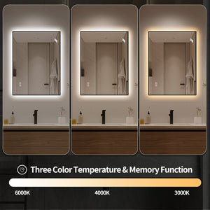 English Elm 30 X 36 Frameless Front Lit LED Bathroom Mirror with Anti Fog and Stepless Dimming Black W2709P465900