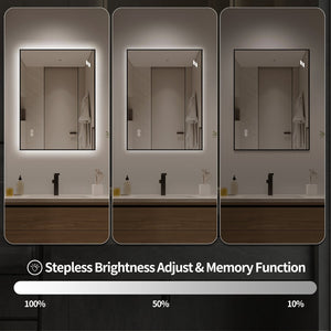 English Elm 30 X 36 Frameless Front Lit LED Bathroom Mirror with Anti Fog and Stepless Dimming Black W2709P465900