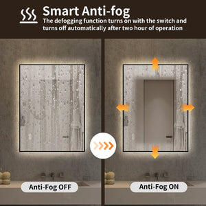 English Elm 30 X 36 Frameless Front Lit LED Bathroom Mirror with Anti Fog and Stepless Dimming Black W2709P465900