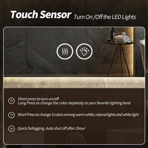 English Elm 30 X 36 Frameless Front Lit LED Bathroom Mirror with Anti Fog and Stepless Dimming Black W2709P465900