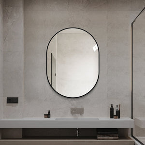 English Elm 24 X 32 Capsule Vanity Mirror Aluminum Framed Moisture Resistant HD Bathroom Wall Mount W2709P465902