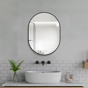 English Elm 24 X 32 Capsule Vanity Mirror Aluminum Framed Moisture Resistant HD Bathroom Wall Mount W2709P465902