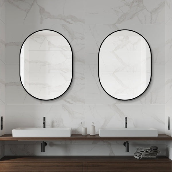 English Elm 24 X 32 Capsule Vanity Mirror Aluminum Framed Moisture Resistant HD Bathroom Wall Mount W2709P465902