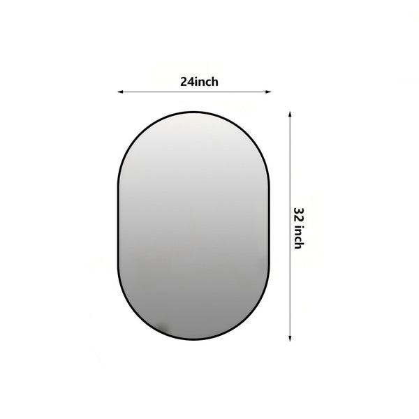 English Elm 24 X 32 Capsule Vanity Mirror Aluminum Framed Moisture Resistant HD Bathroom Wall Mount W2709P465902