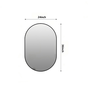 English Elm 36x24 Black Metal Framed Wall Mirror Powder Coated Rounded Edges for Bath or Bedroom W2709P465903