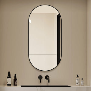 English Elm 48x24 Black Metal Framed Wall Mirror Versatile Bathroom Bedroom Entryway Decor W2709P465905