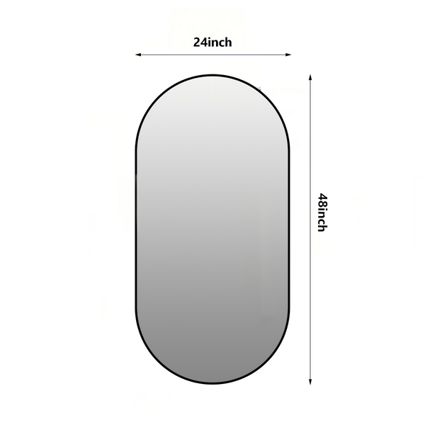 English Elm 48x24 Black Metal Framed Wall Mirror Versatile Bathroom Bedroom Entryway Decor W2709P465905