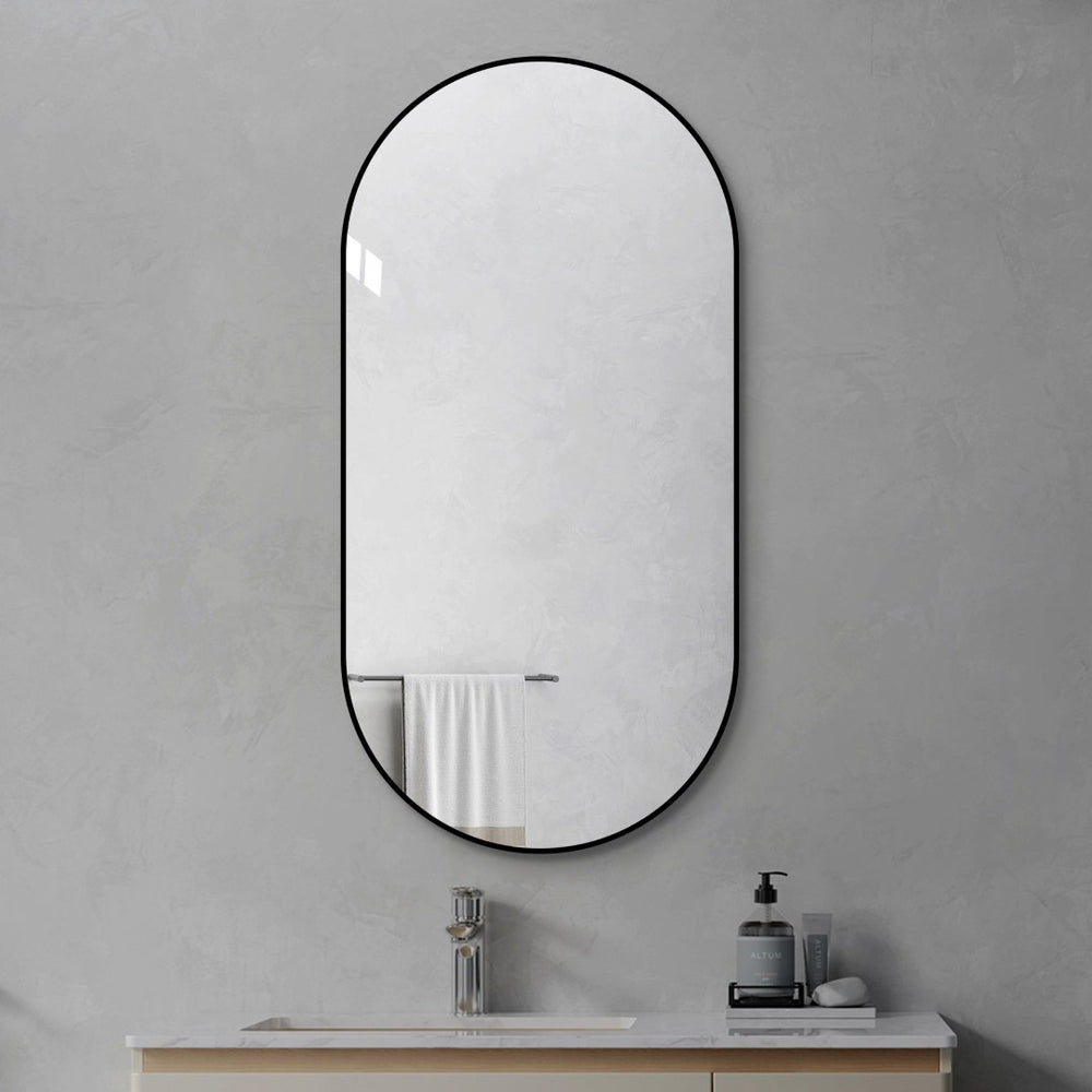 English Elm 48x24 Black Metal Framed Wall Mirror Versatile Bathroom Bedroom Entryway Decor W2709P465905