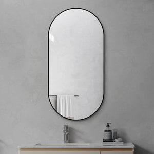 English Elm 48x24 Black Metal Framed Wall Mirror Versatile Bathroom Bedroom Entryway Decor W2709P465905