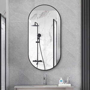 English Elm 48x24 Black Metal Framed Wall Mirror Versatile Bathroom Bedroom Entryway Decor W2709P465905