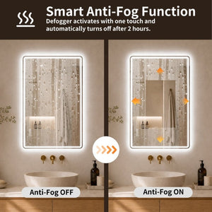 English Elm 24 Inch Rectangular Bathroom Mirror with Dual LED Lighting Anti-Fog and Dimming Control W2709P465918