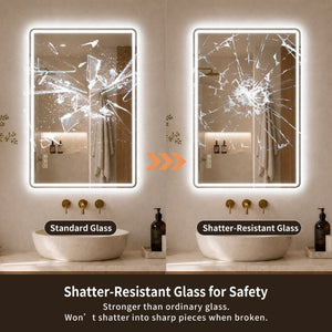 English Elm 24 Inch Rectangular Bathroom Mirror with Dual LED Lighting Anti-Fog and Dimming Control W2709P465918