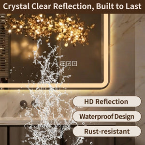 English Elm 24 Inch Rectangular Bathroom Mirror with Dual LED Lighting Anti-Fog and Dimming Control W2709P465918