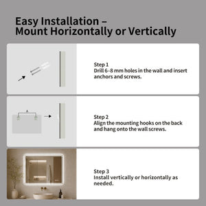 English Elm 24 Inch Rectangular Bathroom Mirror with Dual LED Lighting Anti-Fog and Dimming Control W2709P465918