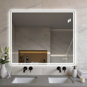 English Elm 30 X 36 Frameless Front Lit LED Bathroom Mirror with Anti Fog and Stepless Dimming Clear W2709P465948