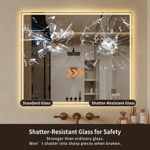 English Elm 30 X 36 Frameless Front Lit LED Bathroom Mirror with Anti Fog and Stepless Dimming Clear W2709P465948