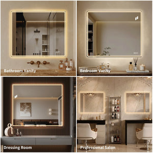 English Elm 30 X 36 Frameless Front Lit LED Bathroom Mirror with Anti Fog and Stepless Dimming Clear W2709P465948