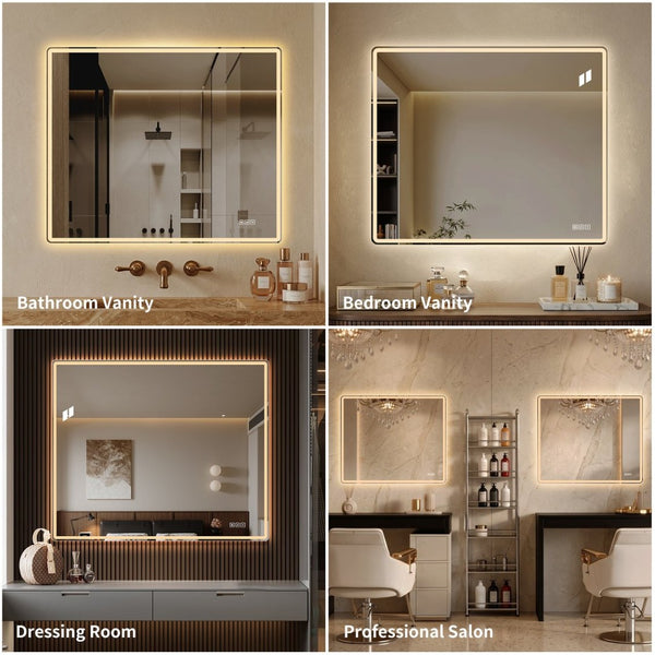 English Elm 30 X 36 Frameless Front Lit LED Bathroom Mirror with Anti Fog and Stepless Dimming Clear W2709P465948