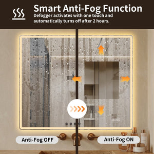English Elm 30 X 36 Frameless Front Lit LED Bathroom Mirror with Anti Fog and Stepless Dimming Clear W2709P465948