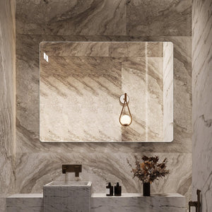 English Elm Modern Frameless Rectangular Bathroom Vanity Mirror with Shatter Safe Silver Glass W2709P466988