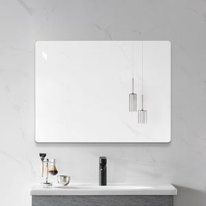 English Elm Modern Frameless Rectangular Bathroom Vanity Mirror with Shatter Safe Silver Glass W2709P466988