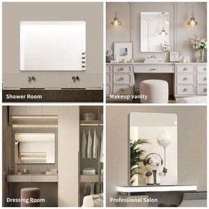 English Elm Modern Frameless Rectangular Bathroom Vanity Mirror with Shatter Safe Silver Glass W2709P466988