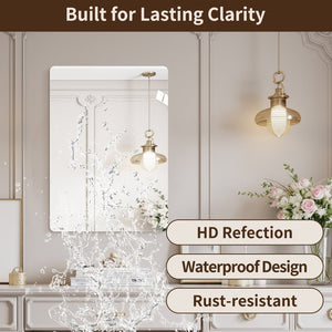 English Elm Modern Frameless Rectangular Bathroom Vanity Mirror with Shatter Safe Silver Glass W2709P466988