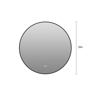 English Elm 28 Inch Round Black Aluminum LED Vanity Mirror Anti-Fog Dimmable Touch Control W2709P501952