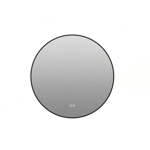 English Elm 28 Inch Round Black Aluminum LED Vanity Mirror Anti-Fog Dimmable Touch Control W2709P501952