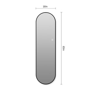 English Elm 65 Inch Capsule LED Full Length Wall Mirror with Matte Black Frame and Dimmable Touch Control W2709P501958