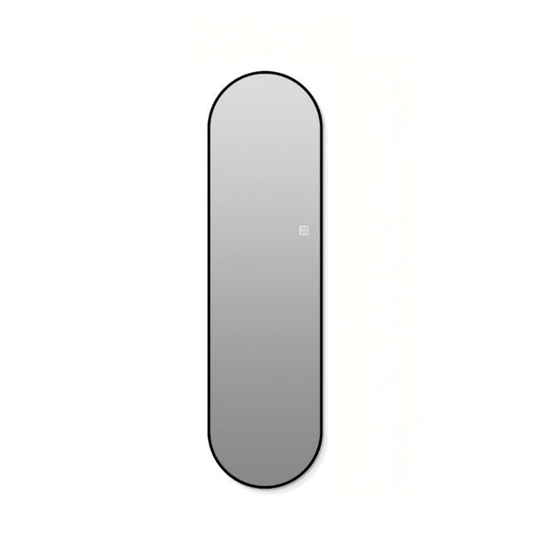 English Elm 65 Inch Capsule LED Full Length Wall Mirror with Matte Black Frame and Dimmable Touch Control W2709P501958