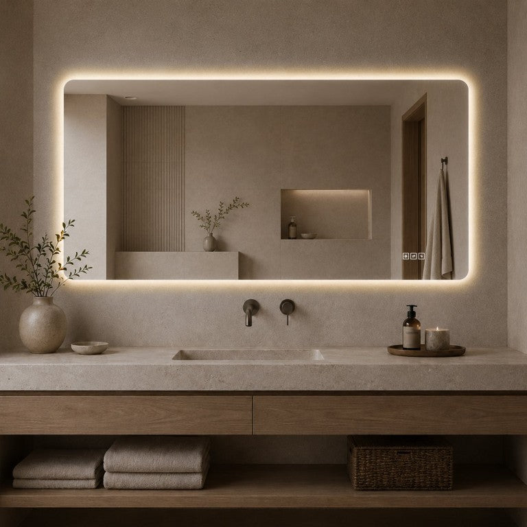 English Elm 48 Inch Frameless Backlit Bathroom Mirror with Anti-Fog Dimmable LED and Memory Function W2709P536893