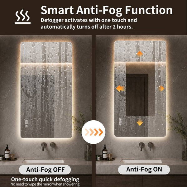 English Elm 48 Inch Frameless Backlit Bathroom Mirror with Anti-Fog Dimmable LED and Memory Function W2709P536893