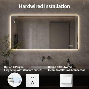 English Elm 48 Inch Frameless Backlit Bathroom Mirror with Anti-Fog Dimmable LED and Memory Function W2709P536893