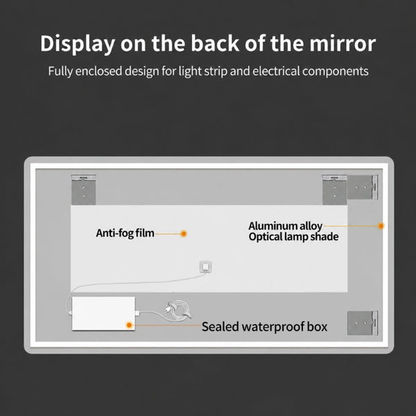 English Elm 48 Inch Frameless Backlit Bathroom Mirror with Anti-Fog Dimmable LED and Memory Function W2709P536893