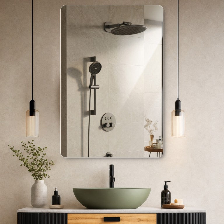 English Elm 30 X 40 Frameless Bathroom Vanity Mirror with HD Silver Glass and Dual Mounting W2709P536895