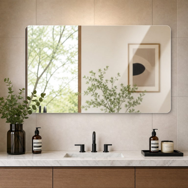 English Elm 30 X 40 Frameless Bathroom Vanity Mirror with HD Silver Glass and Dual Mounting W2709P536895