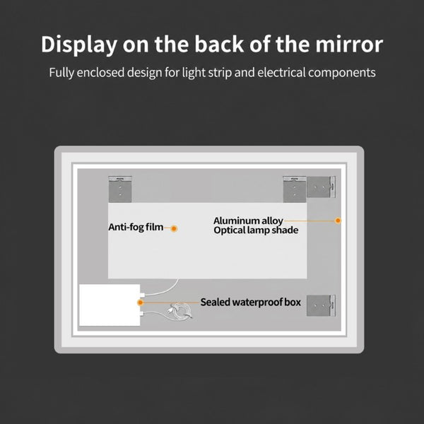 English Elm 36 Inch LED Vanity Mirror Dimmable Anti Fog Frameless Bath Wall Mount Touch Control W2709P536898