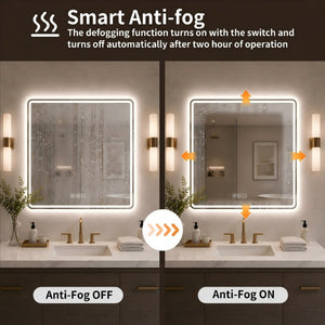 English Elm 36 Inch Square LED Vanity Mirror with Anti-Fog Frosted Band and Dimmable Warm Light W2709P536930