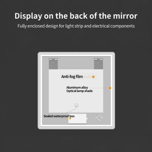 English Elm 36 Inch Square LED Vanity Mirror with Anti-Fog Frosted Band and Dimmable Warm Light W2709P536930