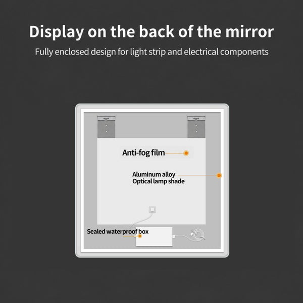 English Elm 36 Inch Square LED Vanity Mirror with Anti-Fog Frosted Band and Dimmable Warm Light W2709P536930