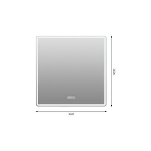 English Elm 36 Inch Square LED Vanity Mirror with Anti-Fog Frosted Band and Dimmable Warm Light W2709P536930