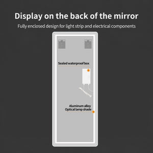 English Elm 65 Inch LED Full Length Wall Mirror with Dual Frosted Light Bands and Stepless Dimming W2709P539065