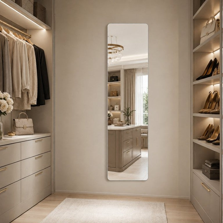 English Elm 56 Inch Frameless Full Length Wall Mirror HD Silver Glass Shatter Safe Bedroom Entryway W2709P539169